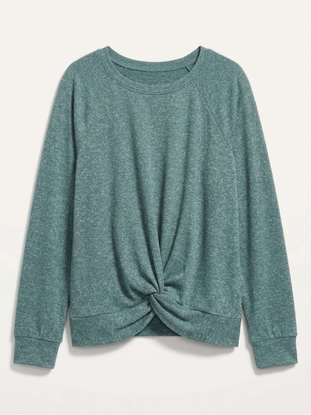 Zella Girl Supersoft Twist Front Long Sleeve Top Teal Heather Girls Small 7/8